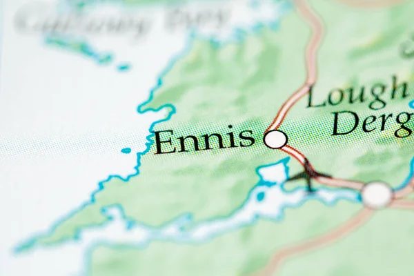 Ennis. Ireland map close up view