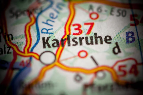 Karlsruhe. Germany on a map