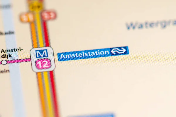 Amstelstation Állomás Amszterdam Metrótérkép — Stock Fotó