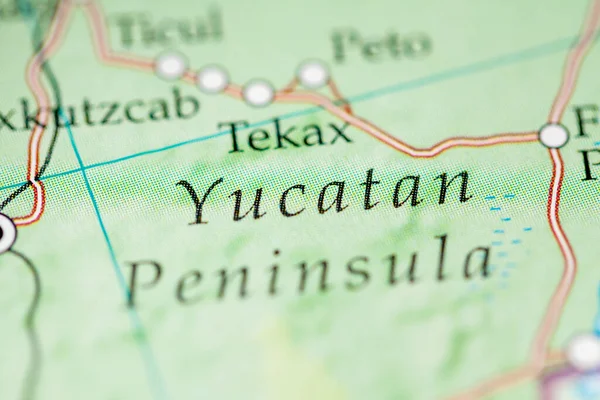Yucatan Peninsula, Mexico on the geographical map
