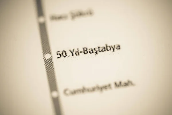 Gare Yil Bastabya Carte Métro Istanbul — Photo