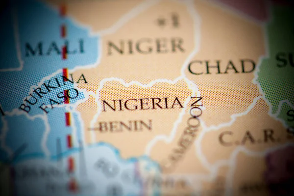 Nigeria Mapa Vista Cerca — Foto de Stock