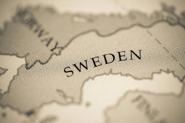 Sverige Karta Visa Närbild — Stockfoto