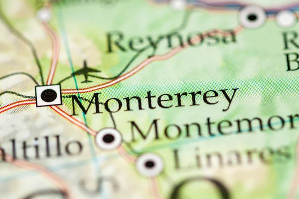 Monterrey Messico Sulla Mappa Geografica — Foto Stock