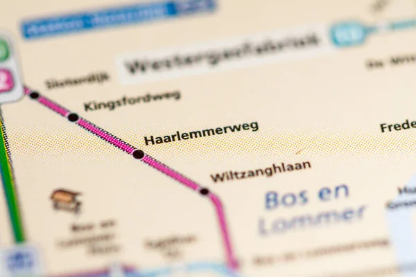 Станция Харлеммервег Карта Амстердама — стоковое фото