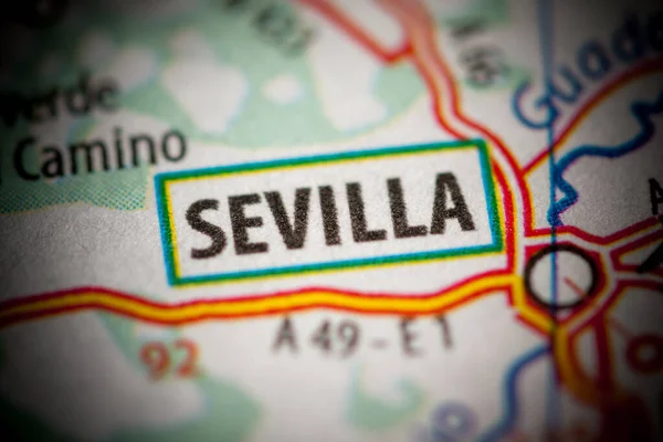 Sevilla. Spain on a map