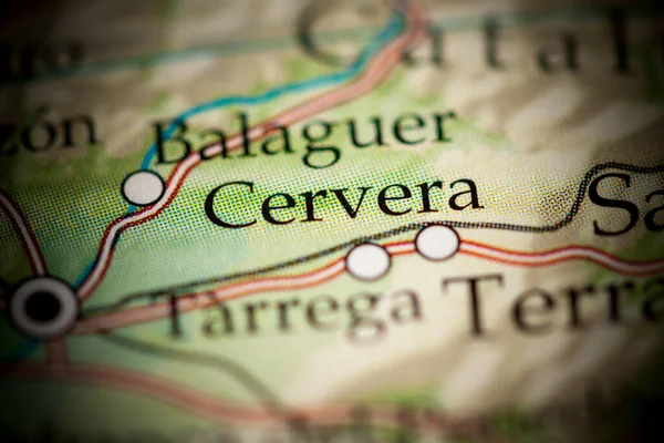 Cervera. Spain map close up view