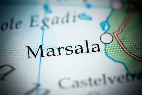 Marsala Itália Mapa Vista Perto — Fotografia de Stock