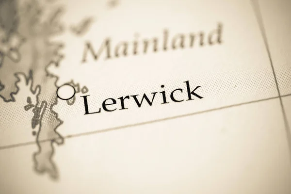 Lerwick, Scotland, UK on map, close up