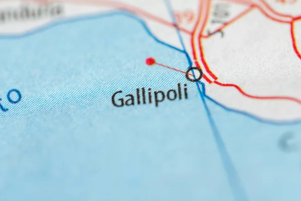 Gallipoli. Italy on a geography map