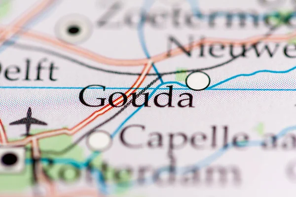 Gouda Pays Bas Sur Carte Géographique — Photo