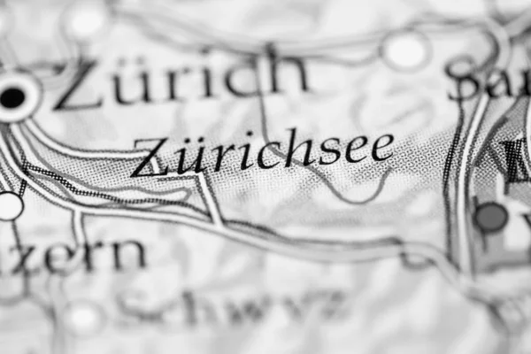 Zurichsee Svizzera Sulla Carta Geografica — Foto Stock