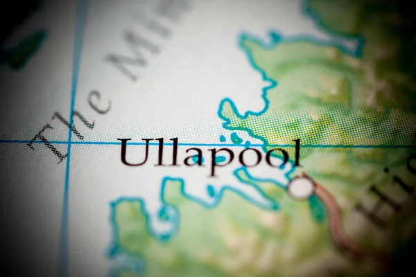 Ullapool, Scotland, UK on map, close up