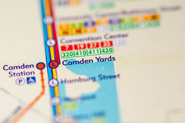 Camden Yards Station Baltimore Metro Karta — Stockfoto