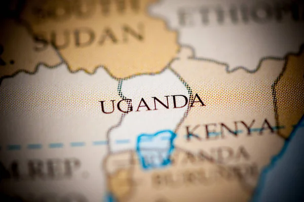 Uganda Mapa Vista Perto — Fotografia de Stock