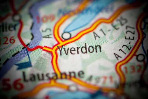 Yverdon. Switzerland on a map