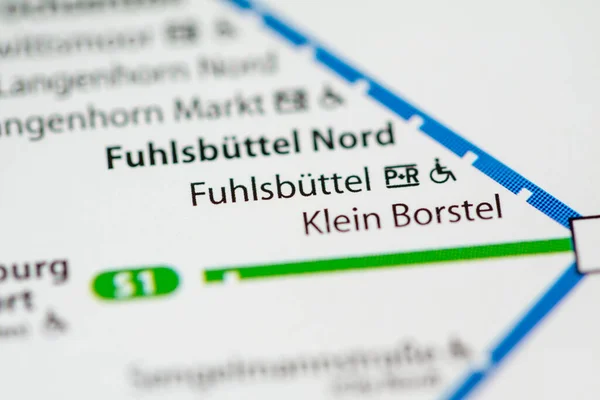 Fuhlsbuttel Állomás Hamburg Metrótérkép — Stock Fotó