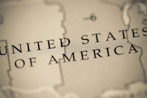 美利坚合众国在地图上的位置 — 图库照片