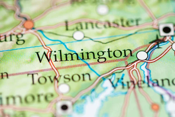 Wilmington Eua Sobre Mapa Geografia — Fotografia de Stock