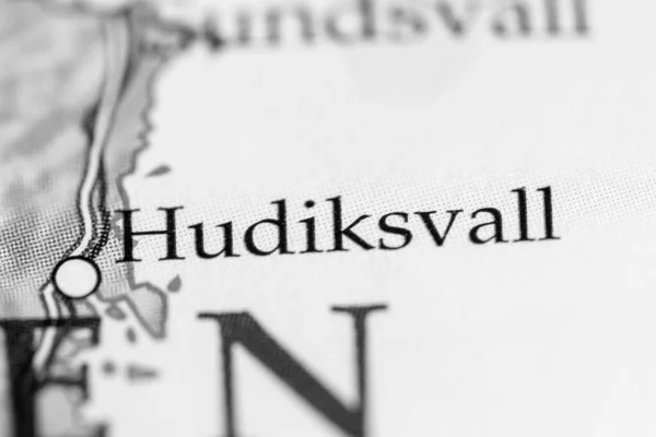 Hudksvall 地図上のスウェーデン — ストック写真