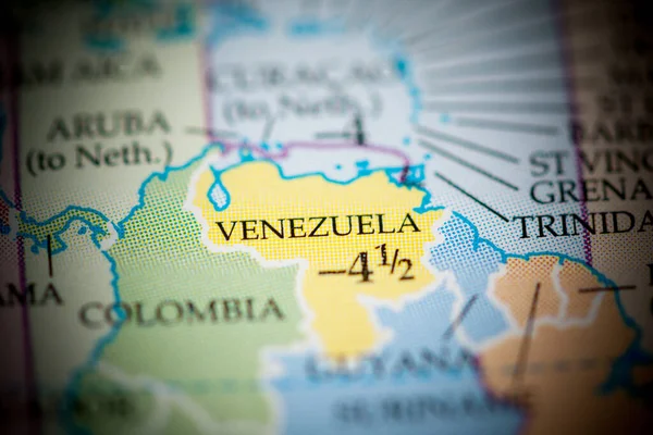 Venezuela Földrajz Térkép Háttér Közelkép — Stock Fotó