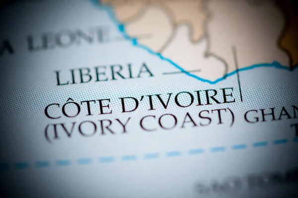 Cote Ivoire Map View Close — стоковое фото