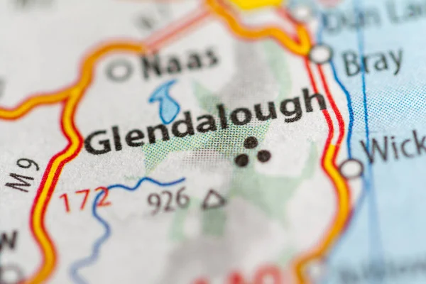 Glendalough. Ireland map close up view