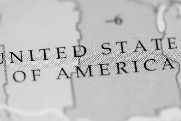 美利坚合众国在地图上的位置 — 图库照片