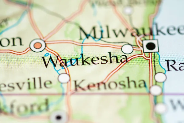 Waukesha Eua Sobre Mapa Geografia — Fotografia de Stock