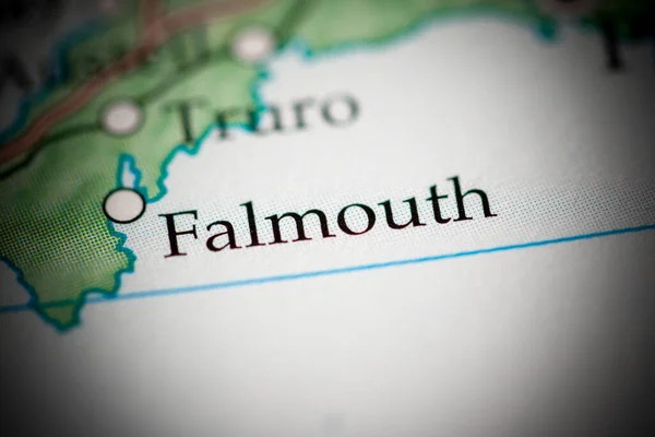 Falmouth Angleterre Royaume Uni Sur Carte Gros Plan — Photo