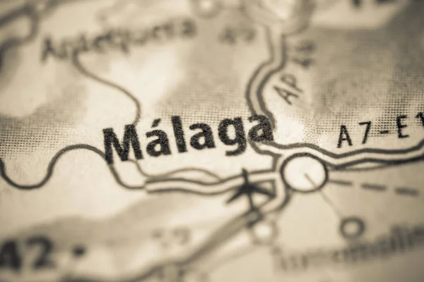 Malaga. Spain on a map