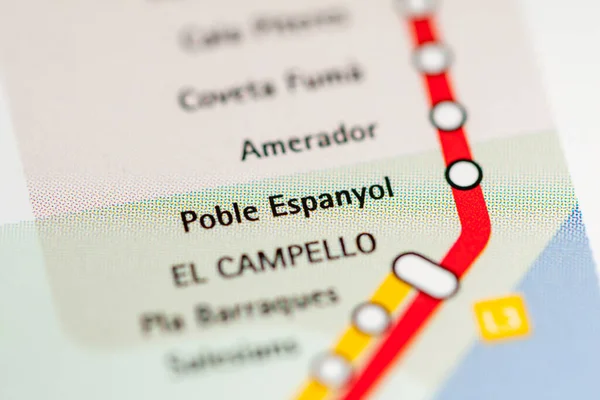 Poble Espanyol Station Alicante Metro Map — Stock Photo, Image