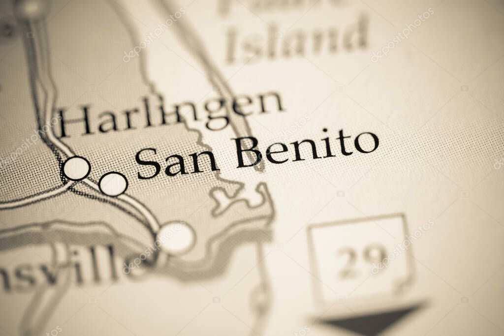 San Benito, USA on the geographical map
