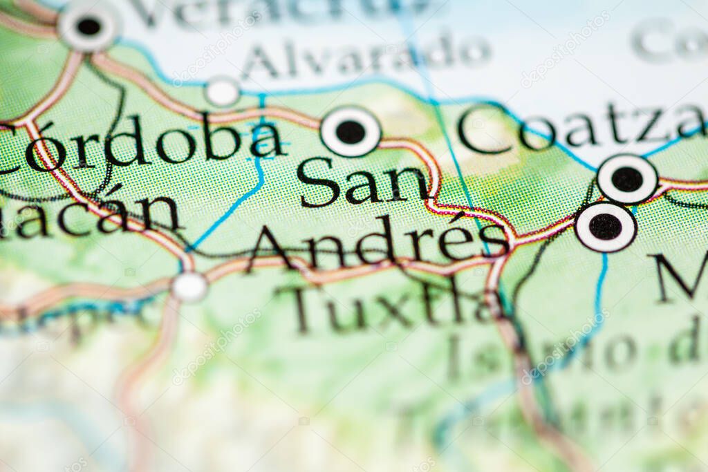 San Andres, Mexico on the geographical map