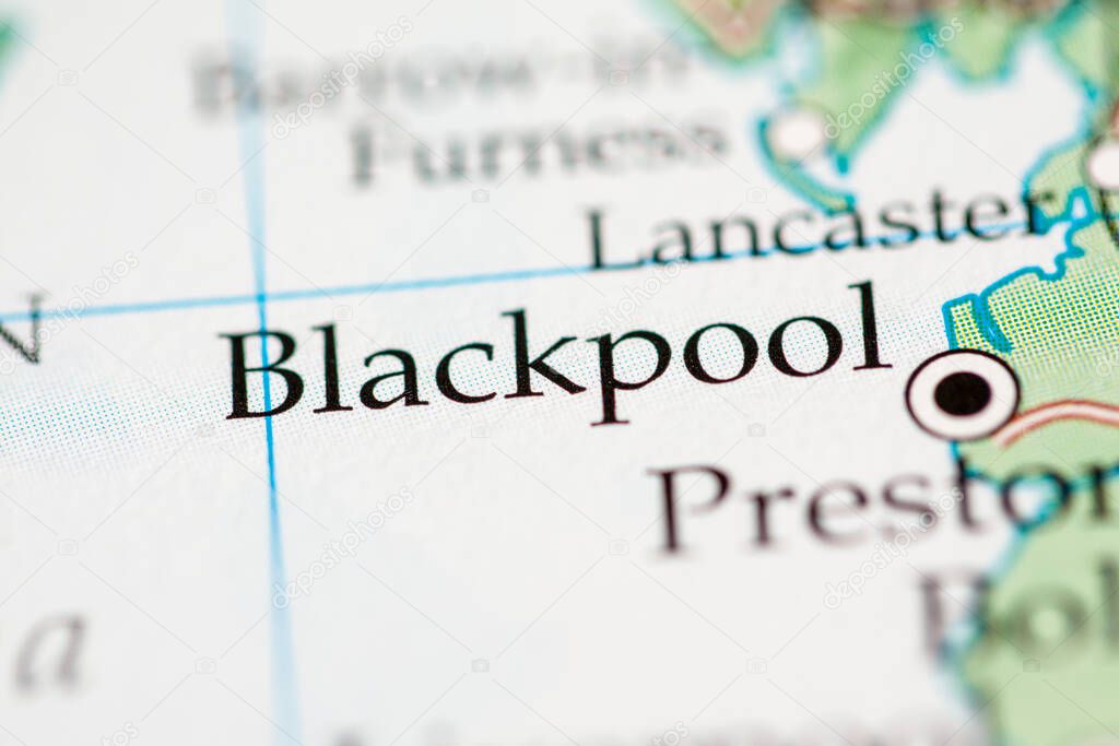 Blackpool, England, UK on the geography map