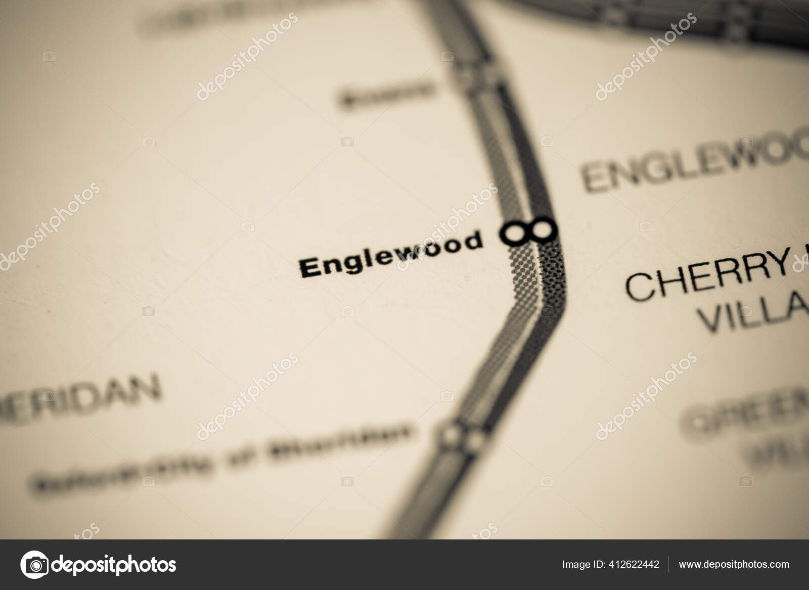 Englewood Station Denver Metro Karte - Stockfotografie: lizenzfreie