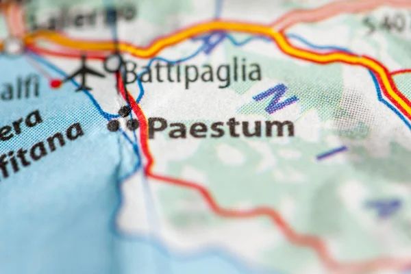 Πάεστουμ Ιταλία Χάρτη Γεωγραφίας — Φωτογραφία Αρχείου