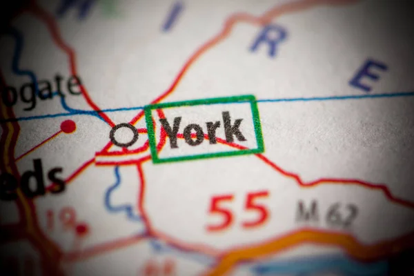 York, England, UK on a map