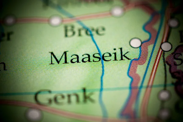 Maaseik. Belgium on map, close up