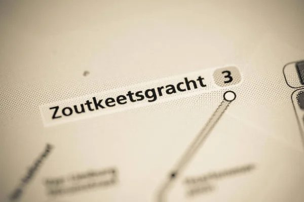 Zoutkeetsgracht Állomás Amszterdam Metrótérkép — Stock Fotó
