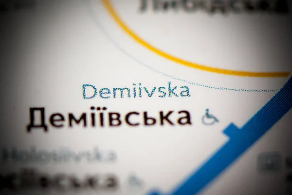 Σταθμός Demiivska Χάρτης Μετρό Κιέβου — Φωτογραφία Αρχείου