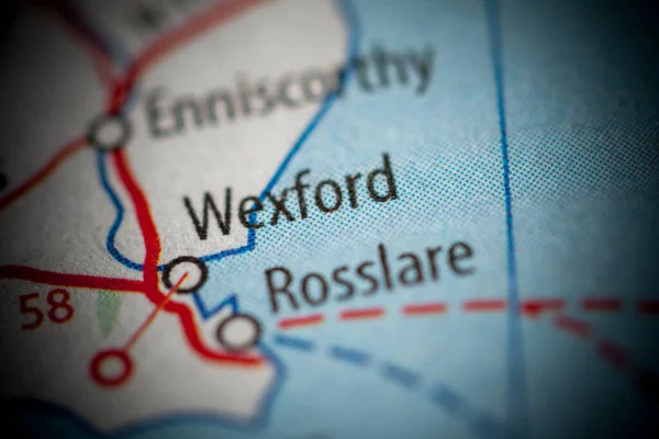 Wexford. Ireland map close up view