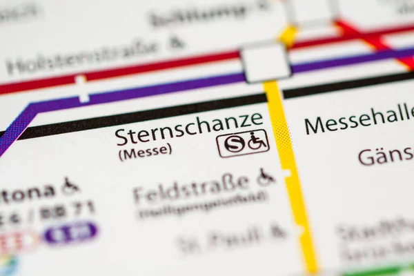 Sternschanze Stationen Hamburg Metro Karta — Stockfoto