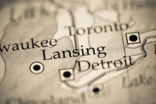 Lansing Usa Mapie Geograficznej — Zdjęcie stockowe