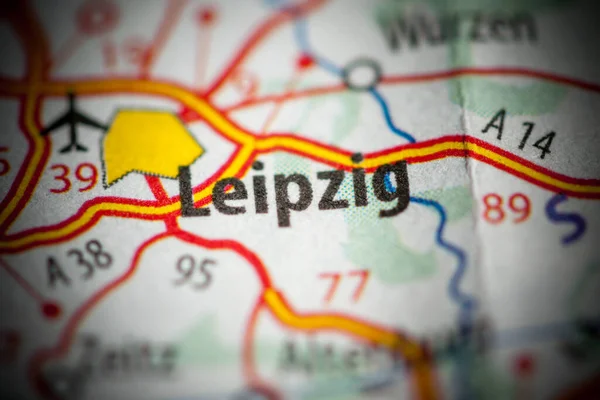 Leipzig. Germany on a map