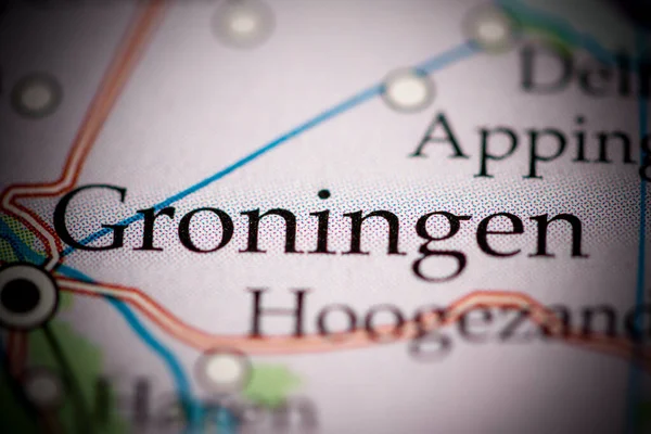 Groningen Niederlande Auf Der Karte Nahaufnahme — Stockfoto