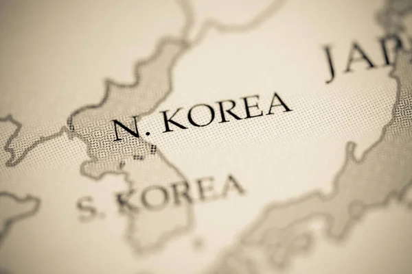 Βόρεια Κορέα Προβολή Χάρτη Close — Φωτογραφία Αρχείου