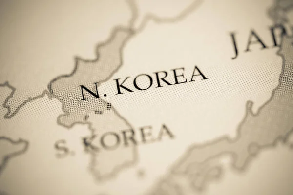 Noord Korea Kaart Bekijken Van Dichtbij — Stockfoto