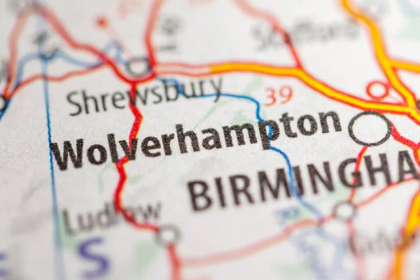 Wolverhampton Inglaterra Reino Unido Sobre Mapa Geografia — Fotografia de Stock