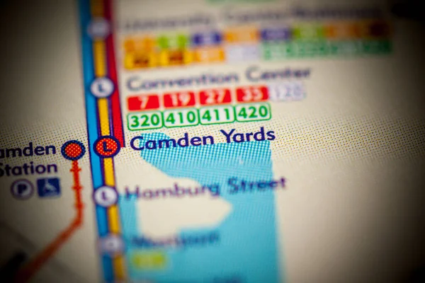 Estación Camden Yards Mapa Del Metro Baltimore —  Fotos de Stock